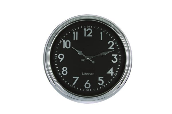 p 8 0 80 Horloge noire et chrome 24 cm Lifestyle - Horloge noire et chrome 24 cm Lifestyle