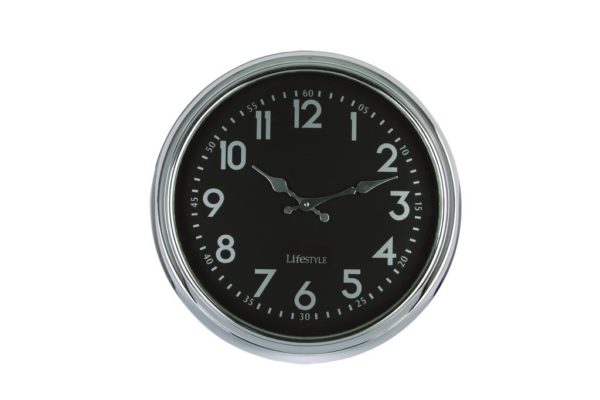 Horloge noire et chrome 24 cm Lifestyle