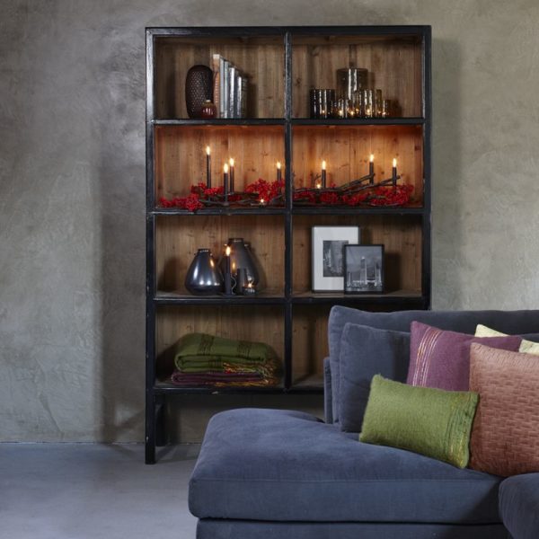 lifestyle kast bellport noir150 - Bibliothèque bois Noir 150 cm Bellport