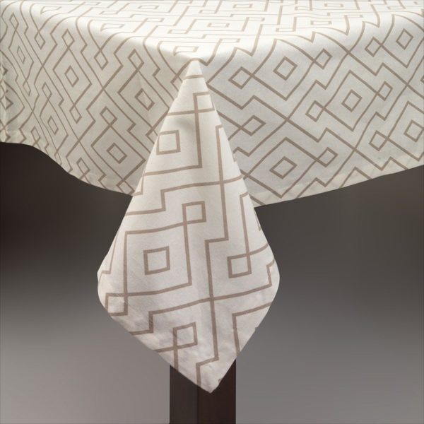 Nappe Simla Print 150x260 cm Ecru et Taupe