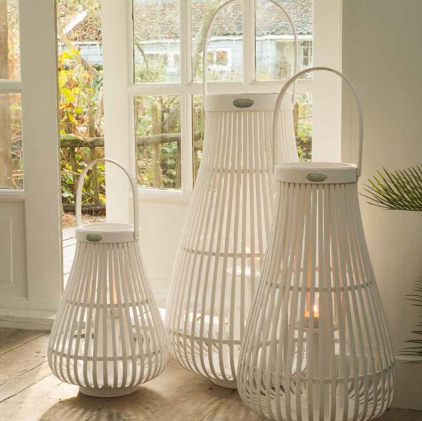 Lanterne Bambou blanc 40 cm Braxton