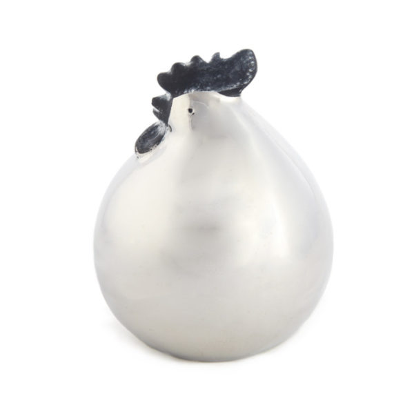 POULE CERAMIQUE ARGENT DIA14 H19CM