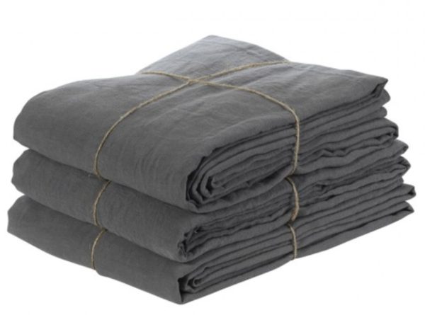 p 2 3 7 7 2377 Nappe lin lave Gris fonce 150 x 250 cm - Nappe lin lavé Gris foncé 150 x 250 cm