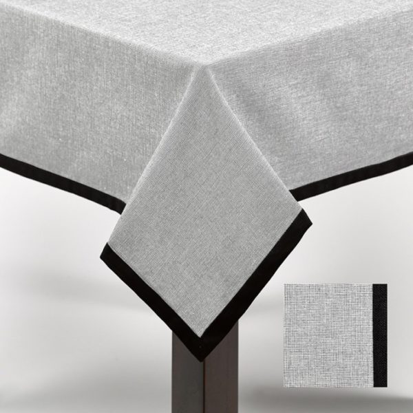 Nappe Simla 180x180 cm gris et blanc