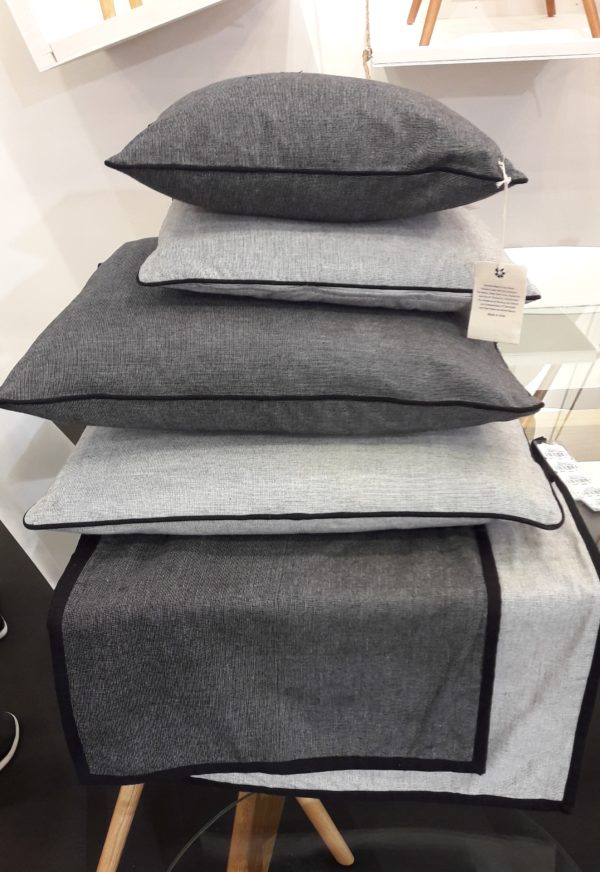 Nappe Simla 180x180 cm gris et blanc – Image 2