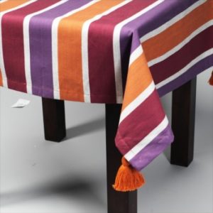 nappe rayures 180x180 cm simla pourpre gris orange 1 - Promotions