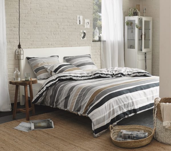 Parure housse de couette Iva Beige Esprit 240x220 et taies – Image 2