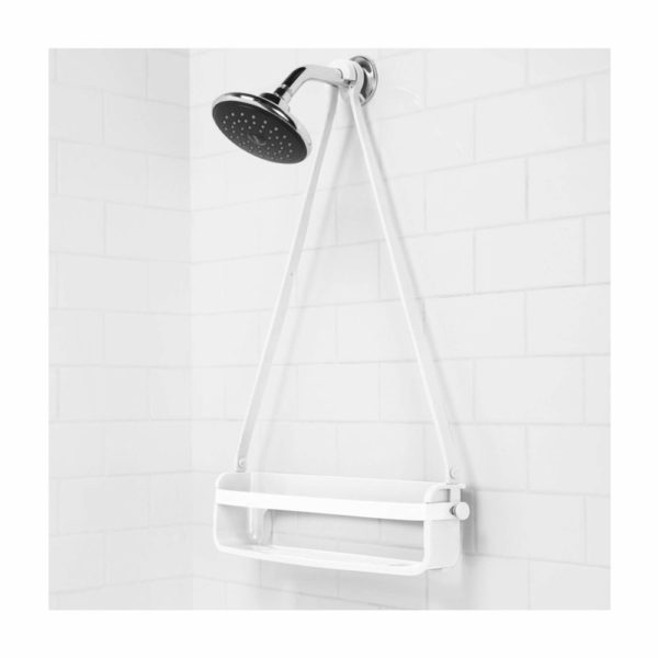 61IlWIgrFUL. SL1500 - Caddie de douche Flex. Organiseur de douche à étagère, à suspendre, coloris blanc.