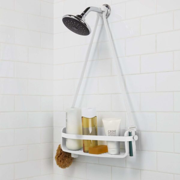 - Caddie de douche Flex. Organiseur de douche à étagère, à suspendre, coloris blanc.