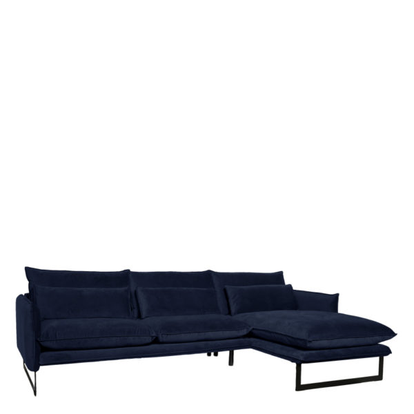 canape angle droit milan navy lifestyle - Canapé d'angle droit Velours 13 coloris Milan