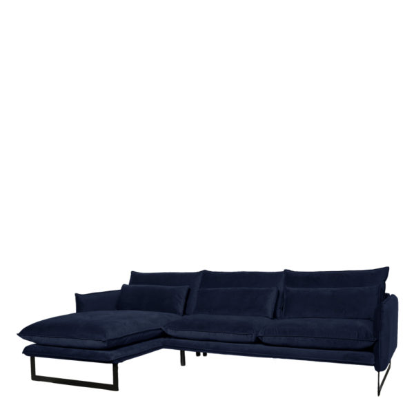 canape angle gauche milan navy lifestyle - Canapé d'angle gauche velours 13 coloris Milan