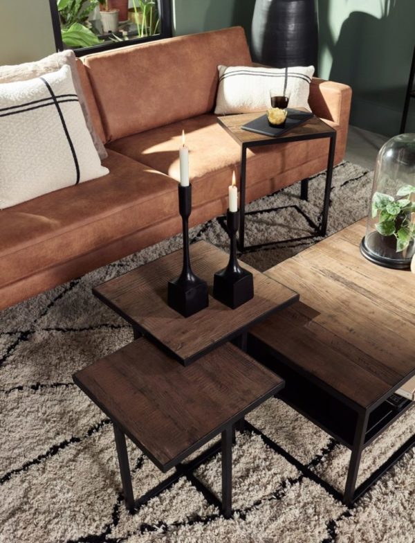 Table basse chêne recyclé 60 cm Bilbao – Image 2