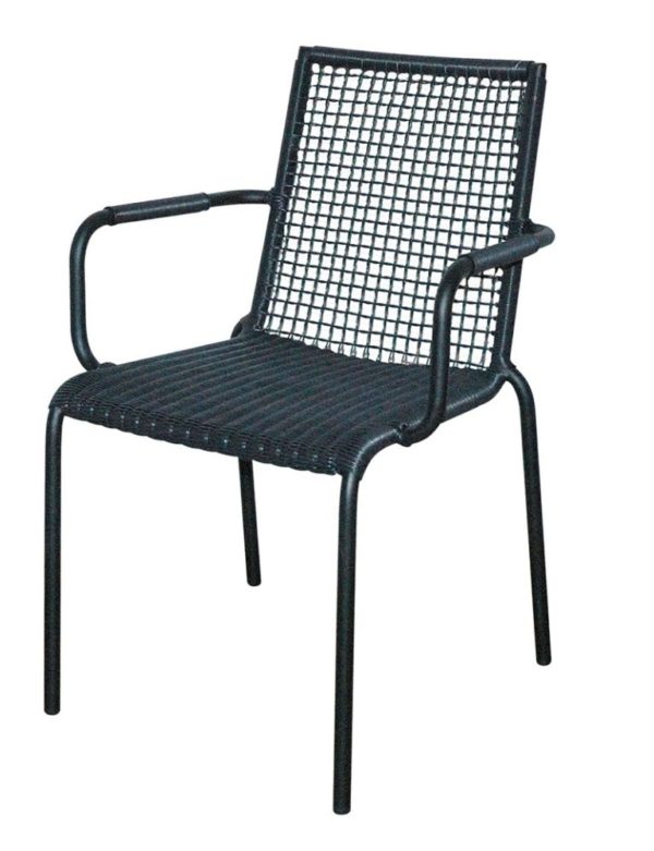 Chaise Palm Beach BAY accoudoirs gris anthracite - Chaise de jardin Beach Bay Lifestyle