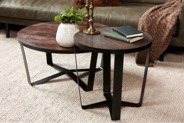 Table basse en cuir Nevada 85cm – Image 2