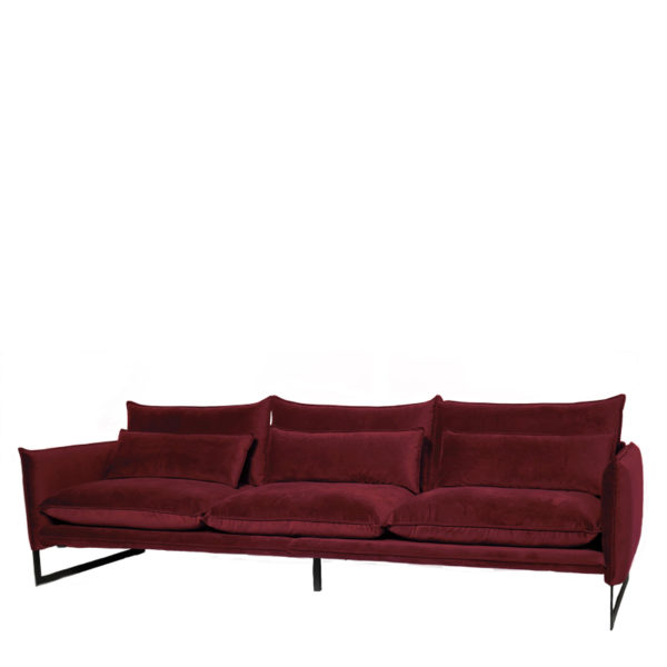 canape velours milan 4 wine red - Canapé en velours 4 Places Milan 13 Coloris