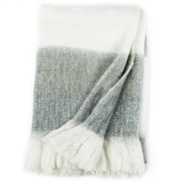 Plaid Ecru et Gris façon mohair
