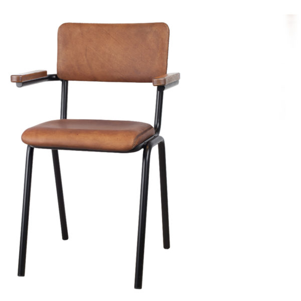 Chaise cuir vintage accoudoir School