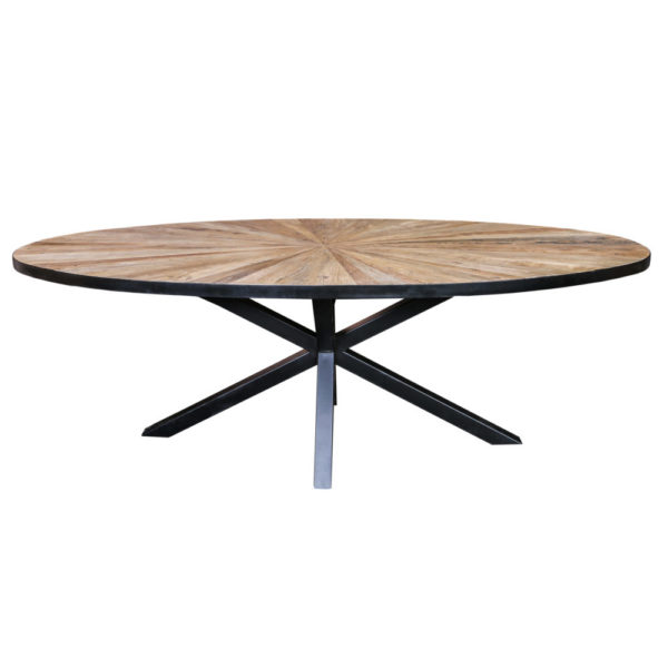 687711 - Table de repas ovale en bois brut 220 cm Cleme Black