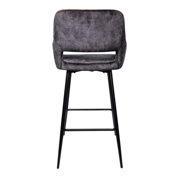 chaise de bar Fallon Velours anthracite 2 - Chaises de Bar Fallon velours anthracite Lot de 2