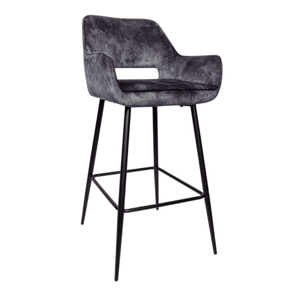 chaise de bar Fallon Velvet anthracite - Chaises de Bar Fallon velours anthracite Lot de 2