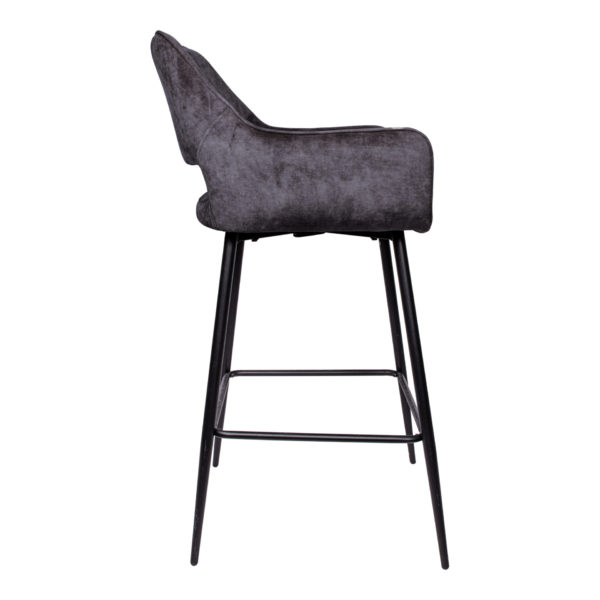 chaise de bar Fallon anthracite - Chaises de Bar Fallon velours anthracite Lot de 2