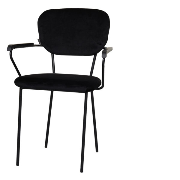 chaise velours cleveland accoudoirs black - Lot de 2 Chaises Velours Brique accoudoirs Cleveland