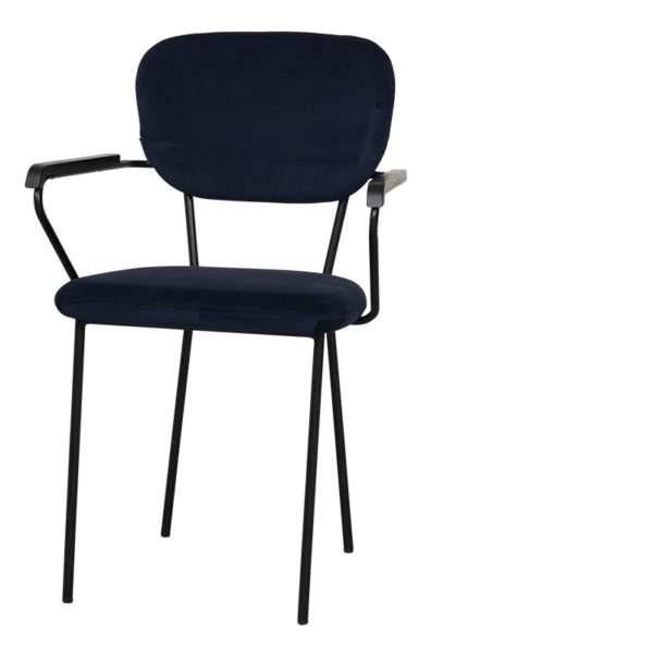 chaise velours cleveland accoudoirs bleu navy - Lot de 2 Chaises Velours Brique accoudoirs Cleveland