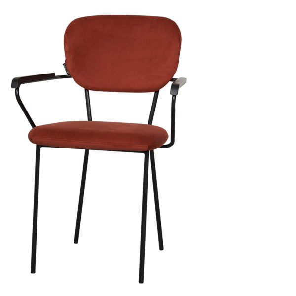 Lot de 2 Chaises Velours Brique accoudoirs Cleveland