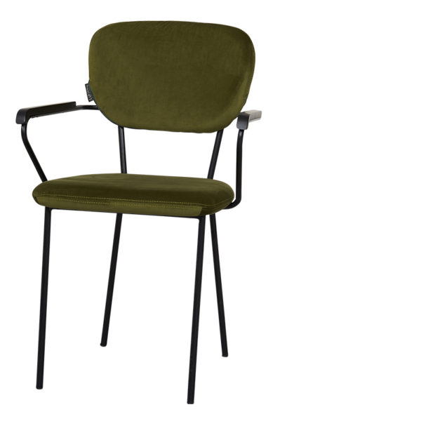 chaise velours cleveland accoudoirs green - Lot de 2 Chaises Velours Brique accoudoirs Cleveland