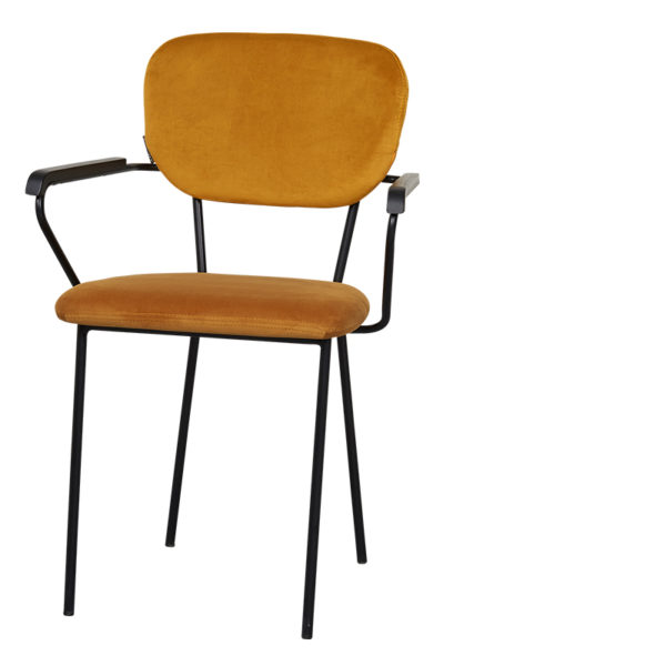 Lot de 2 Chaises Velours Brique accoudoirs Cleveland – Image 2