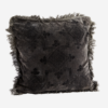 Coussin velours gris à franges
