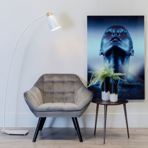 Fauteuil velours Gris Astral – Image 2