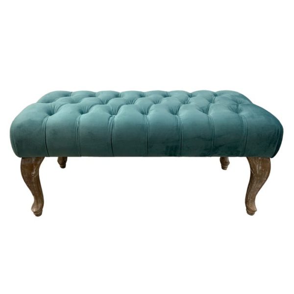 banquette capitone bleu 602532 - Banquette Velours Bleu Capitonné