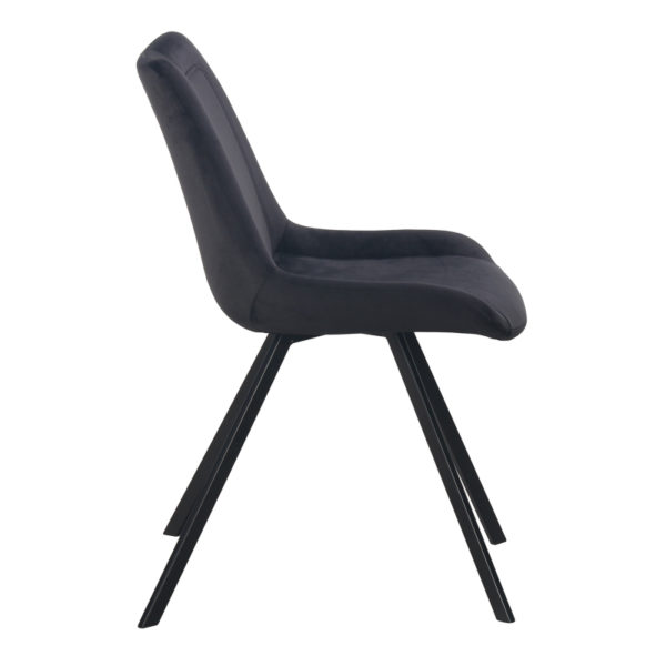 Chaise velours noir Ray Lot de 2 – Image 2