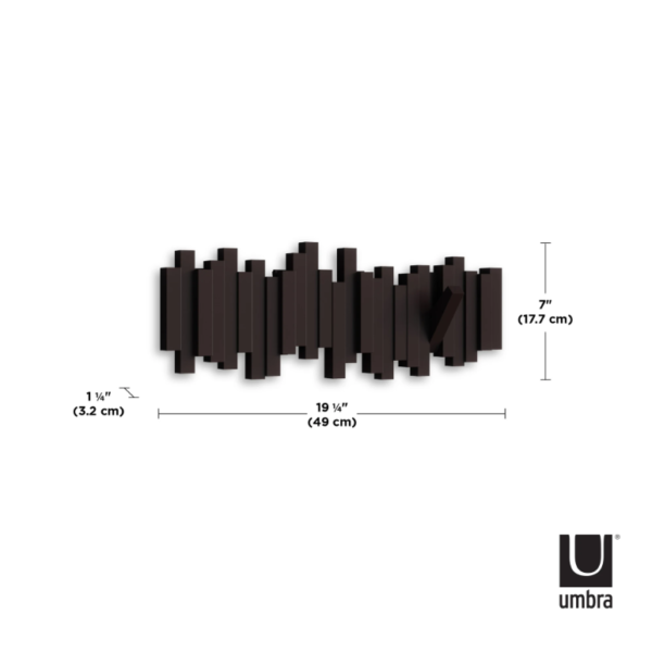 sticks multi hook noir mesures - Patère Sticks noir UMBRA 5 crochets