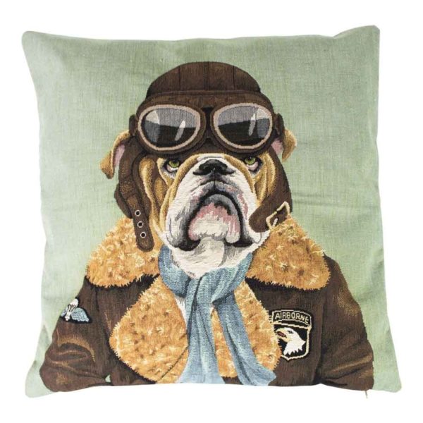 Coussin Gobelin Bouledogue Pilote