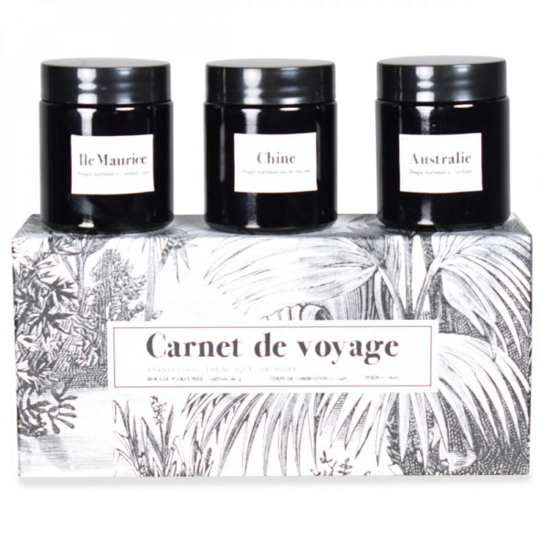 Coffret de 3 bougies parfumées Carnet de voyage