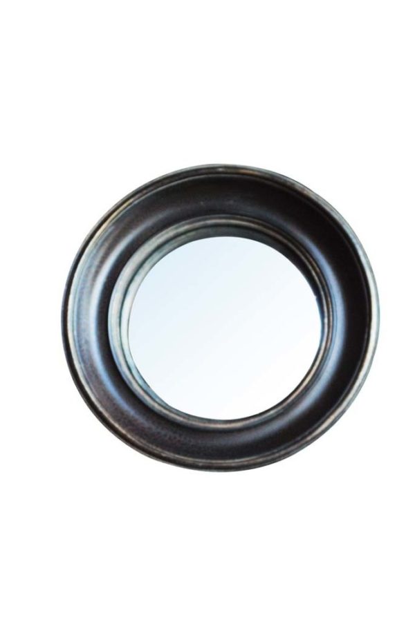 Miroir convexe 26cm bord noir or antique - Miroir convexe 26cm bord noir et or antique