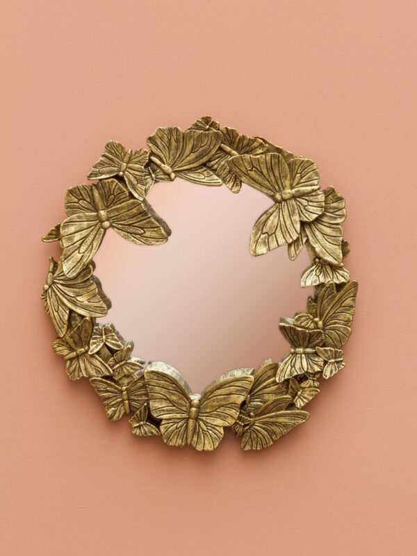 miroir papillons dorés