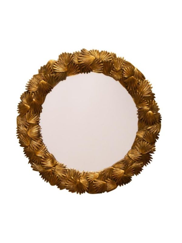 Miroir rond palmes d'or Chehoma
