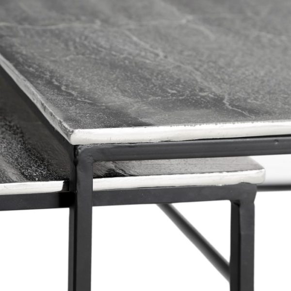 Tables basses Métal Argent Set de 3 – Image 4