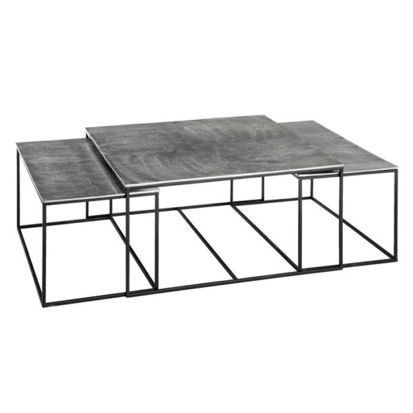 Tables basses Métal Argent Set de 3