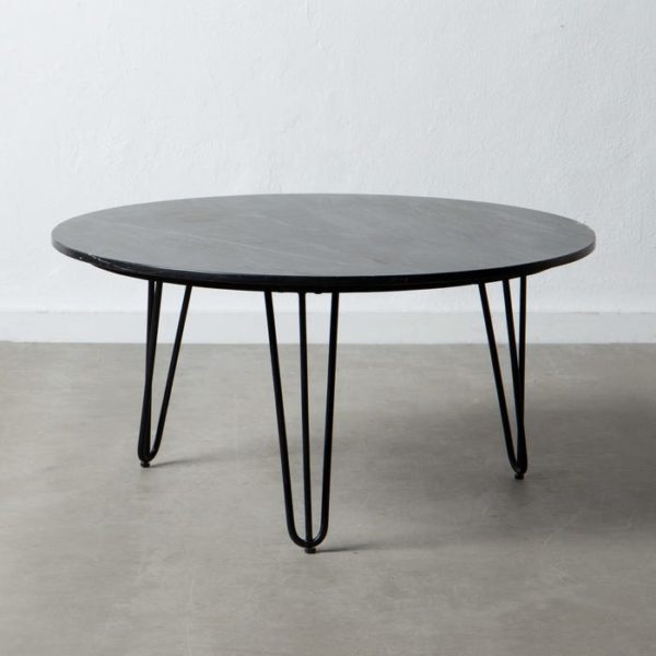 Table basse ronde marbre noir 600668 - Table basse ronde marbre noir Venise