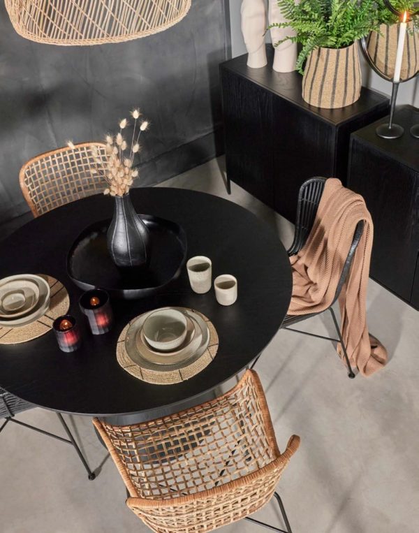 Table à manger ronde frêne noir Ohio – Image 2