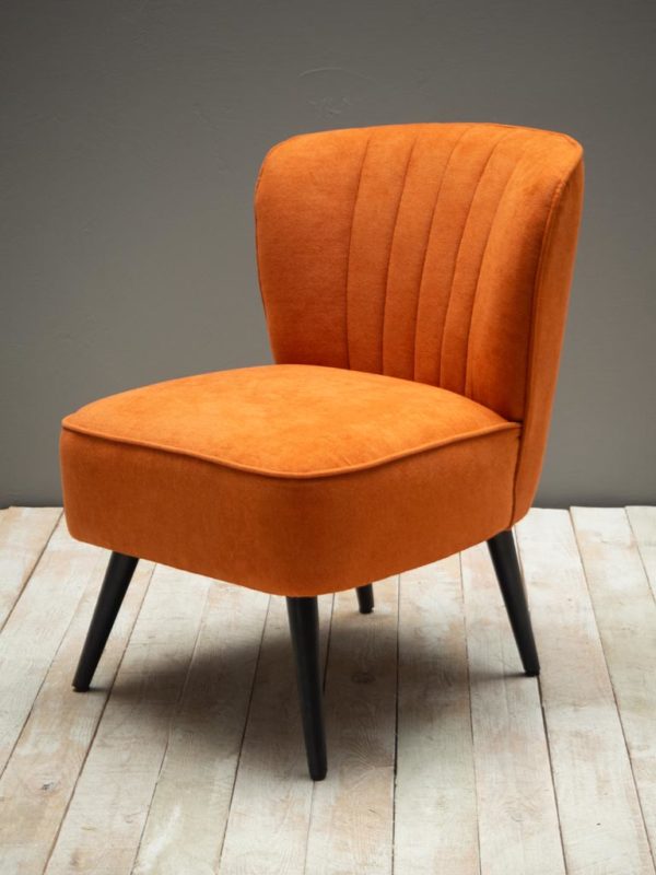 Fauteuil tissu orange vintage Hopper – Image 2