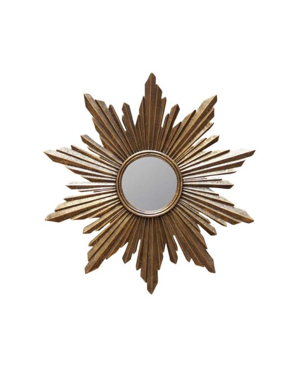 Miroir soleil résine dorée