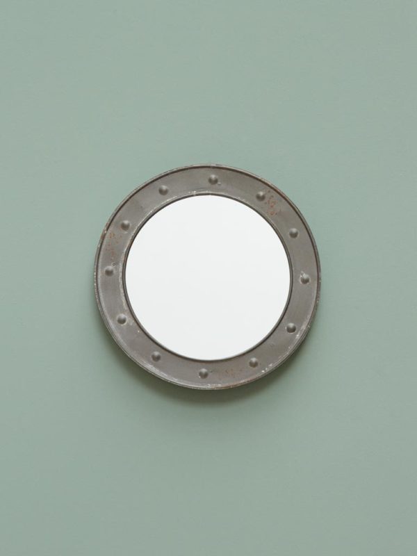 Petit miroir rond et rivets 1 - Miroir rond et rivets Chehoma