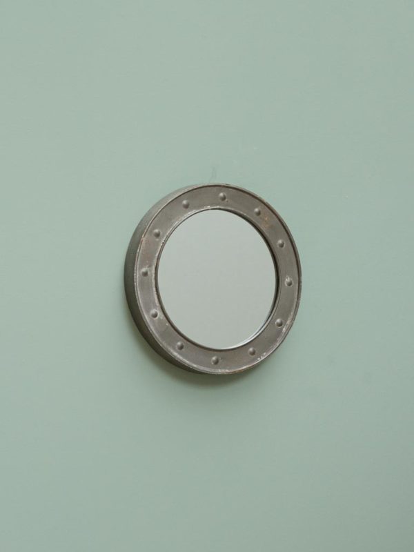 Petit miroir rond et rivets 2 - Miroir rond et rivets Chehoma