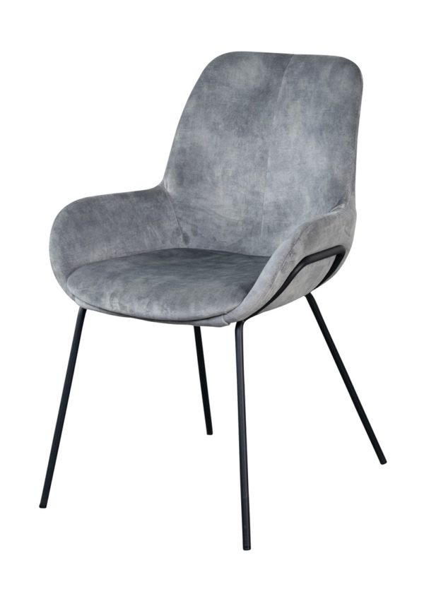 Chaise en velours acier Livingston - Chaise en velours gris acier Livingston