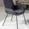 Chaise en velours anthracite Livingston Lifestyle